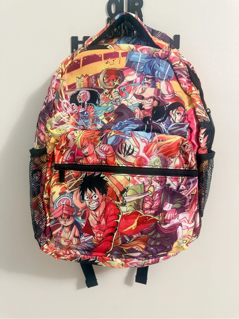 Red Anime Graphic Backpack for Men - Unbranded